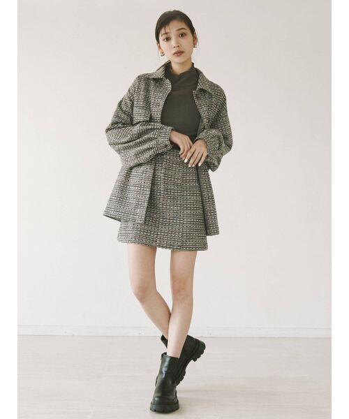 MURUA(ムルーア)の「ツイードミニスカート【セットアップ着用可能】(スカート・レディース・ブラック/ベージュ・1/2)」の11枚目の写真