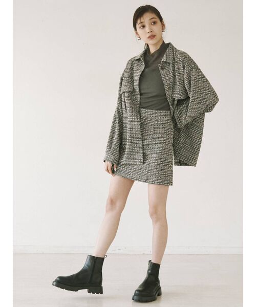 MURUA(ムルーア)の「ツイードミニスカート【セットアップ着用可能】(スカート・レディース・ブラック/ベージュ・1/2)」の14枚目の写真