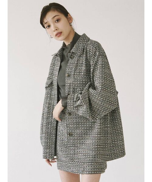 MURUA(ムルーア)の「ツイードミニスカート【セットアップ着用可能】(スカート・レディース・ブラック/ベージュ・1/2)」の3枚目の写真