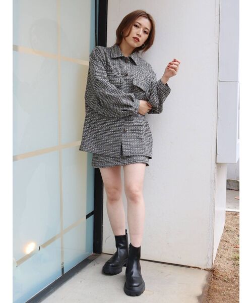 MURUA(ムルーア)の「ツイードミニスカート【セットアップ着用可能】(スカート・レディース・ブラック/ベージュ・1/2)」の10枚目の写真