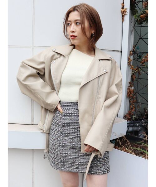 MURUA(ムルーア)の「ツイードミニスカート【セットアップ着用可能】(スカート・レディース・ブラック/ベージュ・1/2)」の13枚目の写真