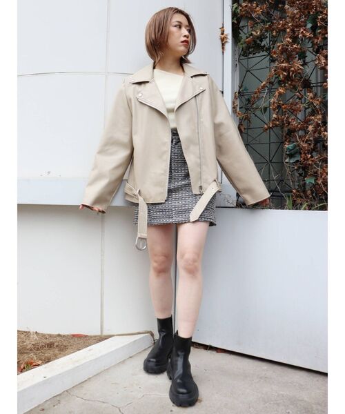 MURUA(ムルーア)の「ツイードミニスカート【セットアップ着用可能】(スカート・レディース・ブラック/ベージュ・1/2)」の16枚目の写真