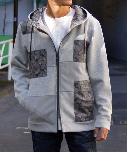 HIDEAWAYS NICOLE（ハイダウェイニコル）の「ブロッキングフルジップパーカ（パーカー・メンズ・グレー系その他/グレー系その他2/ホワイト系その他・MEDIUM/X-LARGE/LARGE）」の2枚目の写真