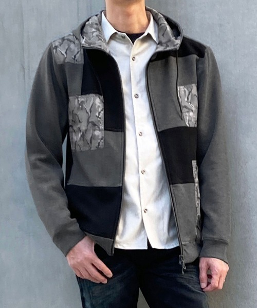 HIDEAWAYS NICOLE（ハイダウェイニコル）の「ブロッキングフルジップパーカ（パーカー・メンズ・グレー系その他/グレー系その他2/ホワイト系その他・MEDIUM/X-LARGE/LARGE）」の3枚目の写真