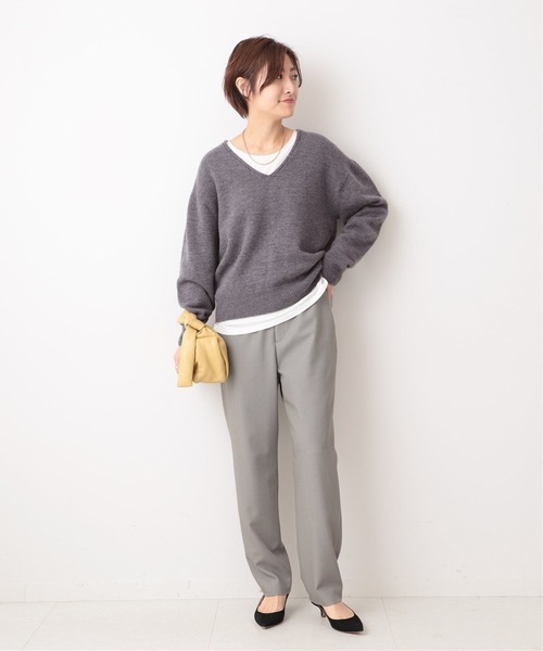 IENA（イエナ）の「ウールVネックプルオーバー◆（ニット/セーター・レディース・ライトグレー/イエロー/グレー・FREE）」の4枚目の写真