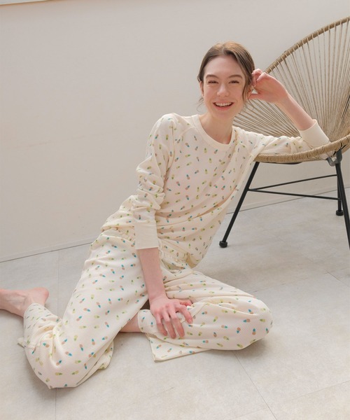 フルーツ柄 長袖ルームウェア FRUIT OF THE LOOM ルームウェア パジャマ LOOM フルーツ柄長袖