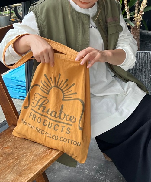 THEATRE PRODUCTS（シアタープロダクツ）の「【THEATRE PRODUCTS】RECYCLE COTTON GARMENT DYE TOTE（トートバッグ・レディース・ベージュ/グリーン/イエロー/ライトグレー/キャメル/ブルー・FREE）」の6枚目の写真