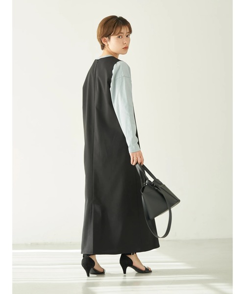 earth music&ecology（アースミュージックアンドエコロジー）の「Ｉラインジャンパースカート*（ジャンパースカート・レディース・ブラック/グレイッシュベージュ・FREE）」の5枚目の写真