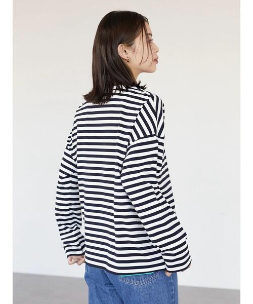 Green　Parks（グリーンパークス）の「クルーネックボーダーロンTEE＊（Tシャツ/カットソー・レディース・ネイビー/グレー/ブルー・FREE）」の20枚目の写真