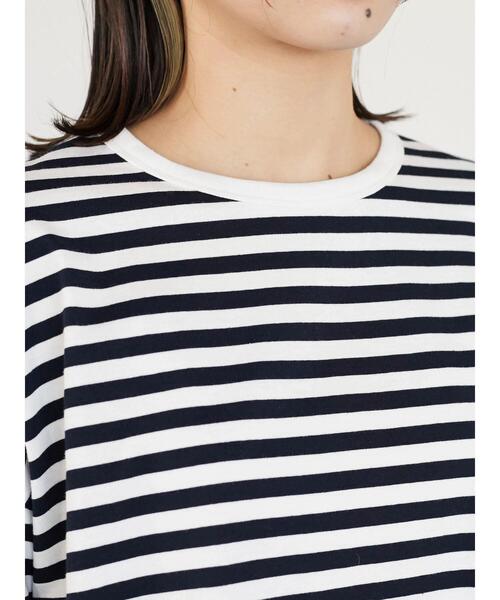 Green　Parks（グリーンパークス）の「クルーネックボーダーロンTEE＊（Tシャツ/カットソー・レディース・ネイビー/グレー/ブルー・FREE）」の19枚目の写真