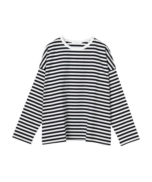 Green　Parks（グリーンパークス）の「クルーネックボーダーロンTEE＊（Tシャツ/カットソー・レディース・ネイビー/グレー/ブルー・FREE）」の4枚目の写真