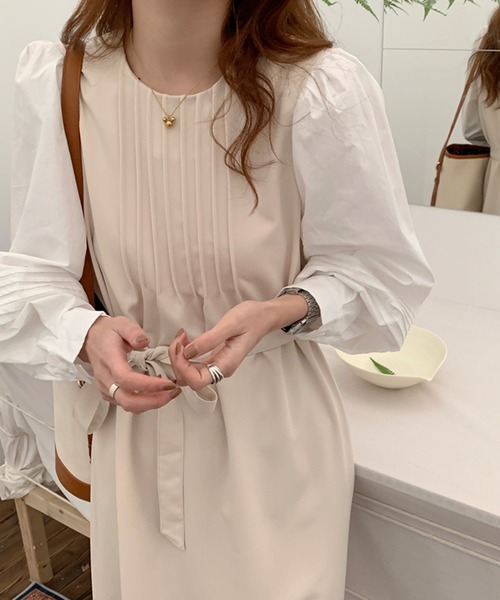 Jewelobe(ジュエローブ)の「異素材ドッキング重ね着風ワンピース(ワンピース・レディース・ブラック/アイボリー・FREE)」の17枚目の写真