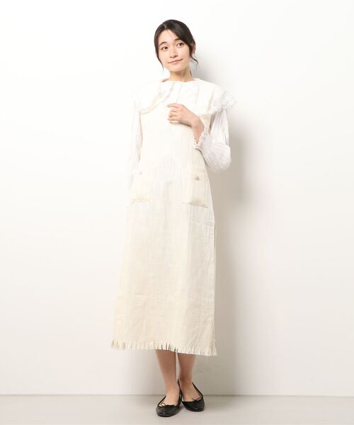 Jasmine Grandiflorum(ジャスミングランディフローラム)の「【Jasmine】トレンドビッグ襟×ジャンスカセットアップ(ワンピース・レディース・ブラック/ベージュ・FREE)」の4枚目の写真