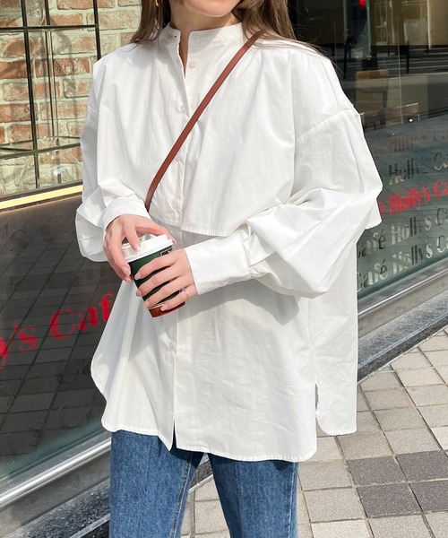 StyleSea（スタイルシー）の「フライヨークブラウス（シャツ/ブラウス・レディース・ホワイト/ライトブルー/ブラック/ピンク/クリーム/ライトオリーブ/ネイビー×ホワイト/ホワイト×ブルー・MEDIUM）」の2枚目の写真