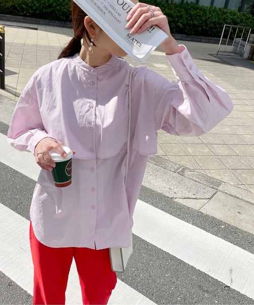 StyleSea（スタイルシー）の「フライヨークブラウス（シャツ/ブラウス・レディース・ホワイト/ライトブルー/ブラック/ピンク/クリーム/ライトオリーブ/ネイビー×ホワイト/ホワイト×ブルー・MEDIUM）」の8枚目の写真