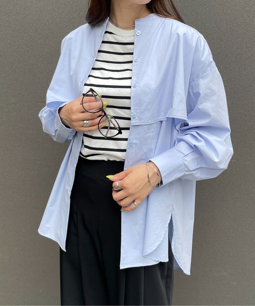 StyleSea（スタイルシー）の「フライヨークブラウス（シャツ/ブラウス・レディース・ホワイト/ライトブルー/ブラック/ピンク/クリーム/ライトオリーブ/ネイビー×ホワイト/ホワイト×ブルー・MEDIUM）」の6枚目の写真