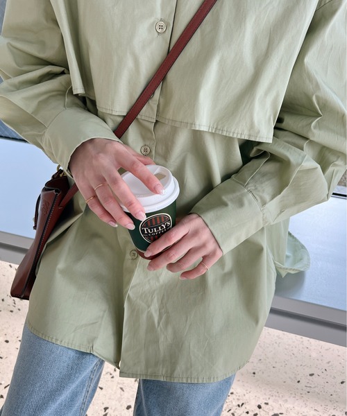 StyleSea（スタイルシー）の「フライヨークブラウス（シャツ/ブラウス・レディース・ホワイト/ライトブルー/ブラック/ピンク/クリーム/ライトオリーブ/ネイビー×ホワイト/ホワイト×ブルー・MEDIUM）」の17枚目の写真