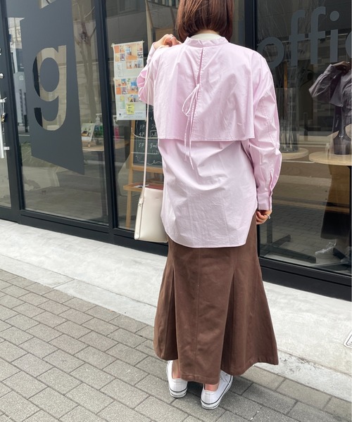 StyleSea（スタイルシー）の「フライヨークブラウス（シャツ/ブラウス・レディース・ホワイト/ライトブルー/ブラック/ピンク/クリーム/ライトオリーブ/ネイビー×ホワイト/ホワイト×ブルー・MEDIUM）」の9枚目の写真