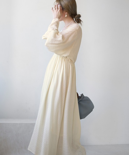 Bab（バブ）の「インナー付きレイヤードエアリーワンピース（ワンピース・レディース・アイボリー/ラベンダー/ピンクベージュ・M）」の6枚目の写真