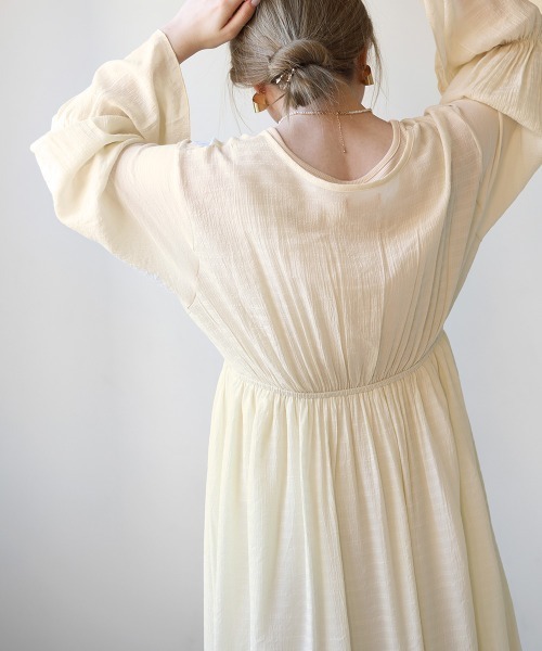 Bab（バブ）の「インナー付きレイヤードエアリーワンピース（ワンピース・レディース・アイボリー/ラベンダー/ピンクベージュ・M）」の7枚目の写真