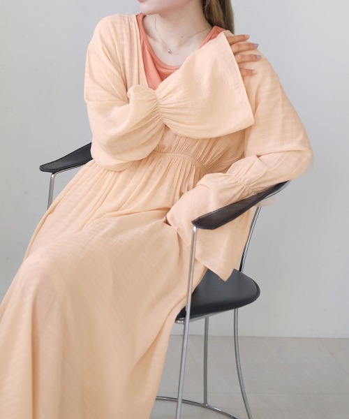 Bab（バブ）の「インナー付きレイヤードエアリーワンピース（ワンピース・レディース・アイボリー/ラベンダー/ピンクベージュ・M）」の13枚目の写真