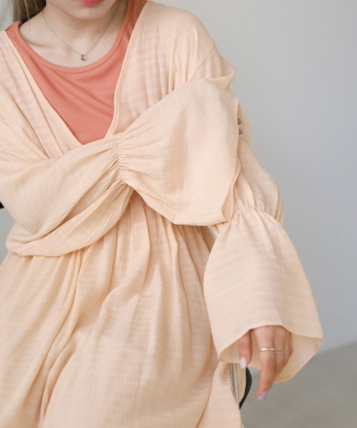 Bab（バブ）の「インナー付きレイヤードエアリーワンピース（ワンピース・レディース・アイボリー/ラベンダー/ピンクベージュ・M）」の16枚目の写真