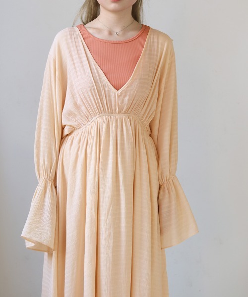 Bab（バブ）の「インナー付きレイヤードエアリーワンピース（ワンピース・レディース・アイボリー/ラベンダー/ピンクベージュ・M）」の18枚目の写真