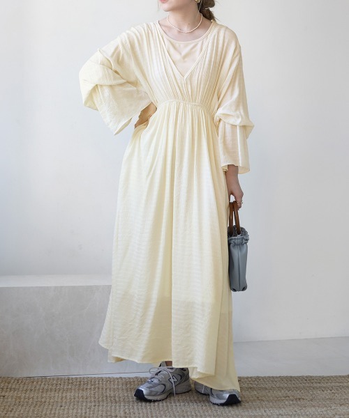 Bab（バブ）の「インナー付きレイヤードエアリーワンピース（ワンピース・レディース・アイボリー/ラベンダー/ピンクベージュ・M）」の21枚目の写真