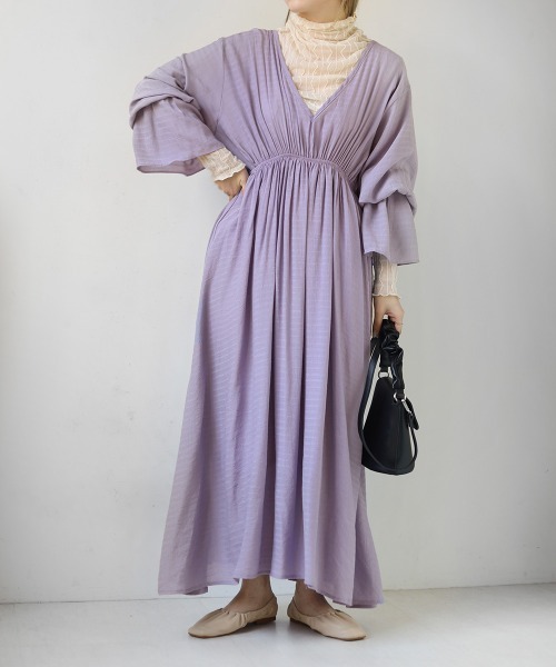 Bab（バブ）の「インナー付きレイヤードエアリーワンピース（ワンピース・レディース・アイボリー/ラベンダー/ピンクベージュ・M）」の22枚目の写真