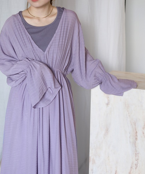 Bab（バブ）の「インナー付きレイヤードエアリーワンピース（ワンピース・レディース・アイボリー/ラベンダー/ピンクベージュ・M）」の9枚目の写真