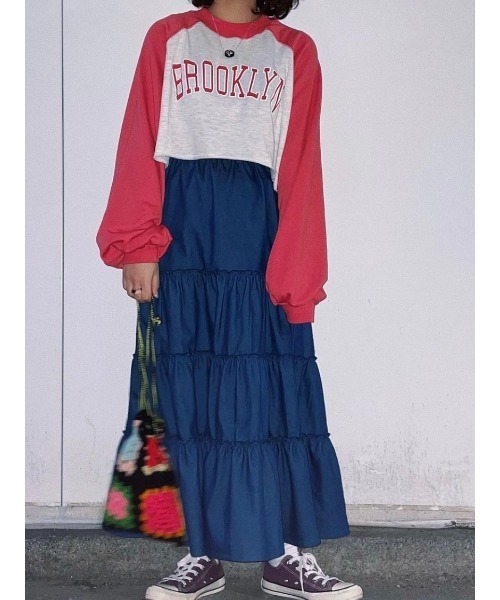 DuKKah（デュカ）の「Dukkah/【低身長向け】ラグランショートスウェット（スウェット・レディース・レッド/スミクロ/サックスブルー・X-SMALL）」の4枚目の写真