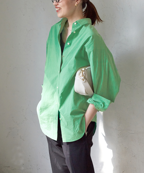 タイムセール❗ＩＥＮＡ◆ヴィンテージワッシャーオーバーシャツ IENA＞ ヴィンテージワッシャーギャザーシャツブラウス◇[品番