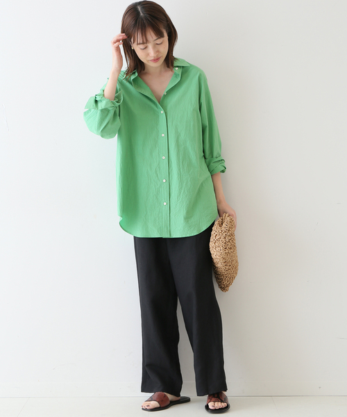 SLOBE IENA（スローブイエナ）の「ワッシャーオーバーサイズシャツ◆（シャツ/ブラウス・レディース・ホワイト/グリーン系その他/ピンク・FREE）」の20枚目の写真