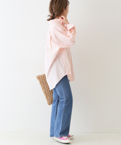SLOBE IENA（スローブイエナ）の「ワッシャーオーバーサイズシャツ◆（シャツ/ブラウス・レディース・ホワイト/グリーン系その他/ピンク・FREE）」の13枚目の写真
