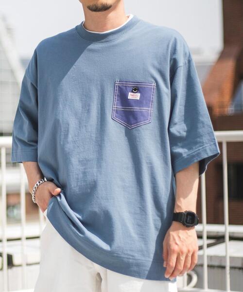 SMITH'S(スミス)の「SMITH'S(スミス)別注ポケットTシャツ(Tシャツ/カットソー・メンズ・コバルトブルー/ホワイト/グレー/ブラック・MEDIUM/LARGE/X-LARGE/SMALL)」の4枚目の写真