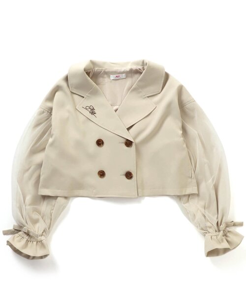 algy（アルジー）の「/チュール袖ショートトレンチ（テーラードジャケット・キッズ・ベージュ/アイボリー・SMALL/MEDIUM/X-SMALL/XX-SMALL）」の2枚目の写真