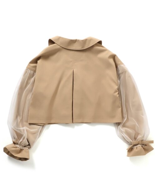 algy（アルジー）の「/チュール袖ショートトレンチ（テーラードジャケット・キッズ・ベージュ/アイボリー・SMALL/MEDIUM/X-SMALL/XX-SMALL）」の3枚目の写真