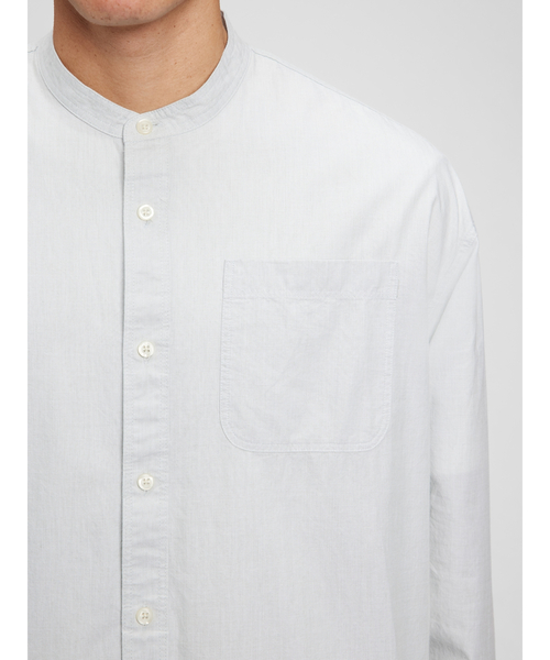 GAP（ギャップ）の「ポプリン バンドカラーシャツ（シャツ/ブラウス・メンズ・ホワイト/ライトグリーン/マルチ/アクア・S/M/L/XL/XS）」の7枚目の写真