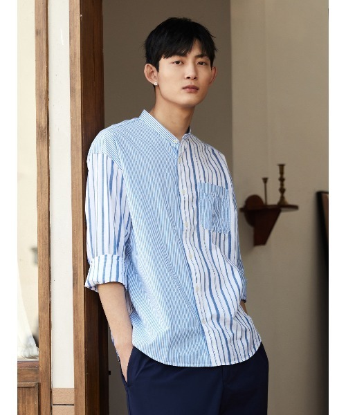 GAP（ギャップ）の「ポプリン バンドカラーシャツ（シャツ/ブラウス・メンズ・ホワイト/ライトグリーン/マルチ/アクア・S/M/L/XL/XS）」の17枚目の写真