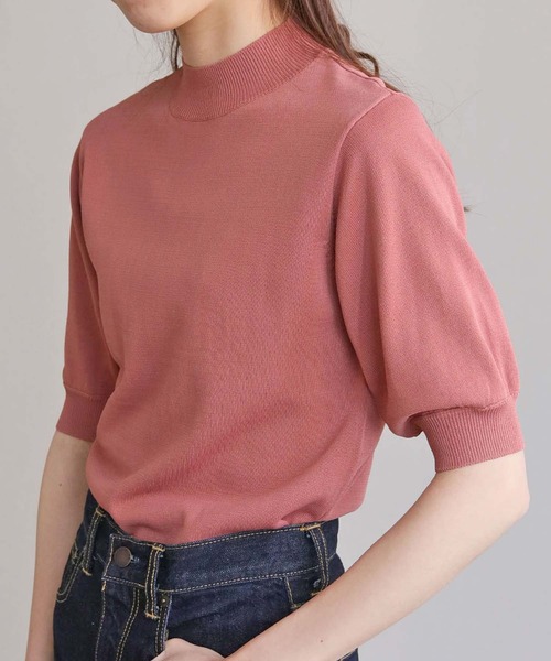 HER CLOSET（ハークローゼット）の「【cheriella】イージーケアドライタッチプチハイネック5分袖無地ニット（ニット/セーター・レディース・ホワイト/ブラック/ピンク/ブルー/スモークピンク/グレイッシュベージュ/レッド/ロイヤルブルー/グリーン・M）」の9枚目の写真