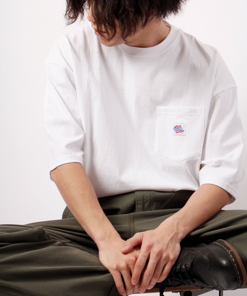 JEMORGAN(ジェーイーモーガン)の「JEMORGAN 天竺胸ポケ付き半袖ビッグT(Tシャツ/カットソー・メンズ・オフホワイト/ブラック/ベージュ/ネイビー/グリーン/ライトグレー/ピンク/シルバーグレー/サーモンピンク/カーキ/ベージュ系その他・M/L/XL)」の2枚目の写真