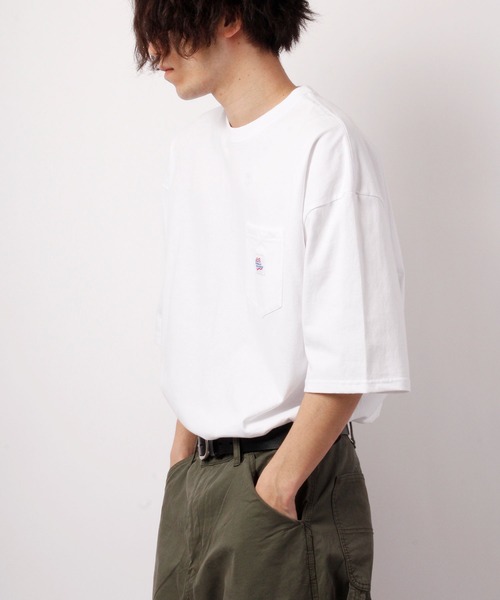 JEMORGAN(ジェーイーモーガン)の「JEMORGAN 天竺胸ポケ付き半袖ビッグT(Tシャツ/カットソー・メンズ・オフホワイト/ブラック/ベージュ/ネイビー/グリーン/ライトグレー/ピンク/シルバーグレー/サーモンピンク/カーキ/ベージュ系その他・M/L/XL)」の13枚目の写真