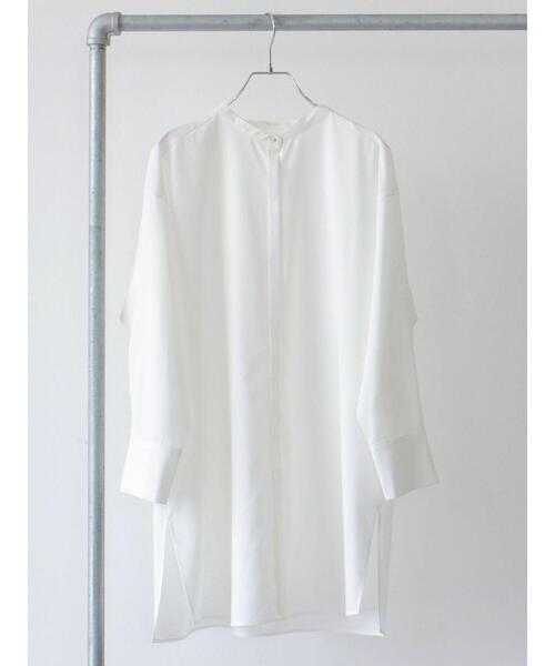 Green　Parks（グリーンパークス）の「楽シャツ ヒヨクボタンチュニック（シャツ/ブラウス・レディース・オレンジ/ライトグリーン/オフホワイト/チャコールグレー・FREE）」の8枚目の写真