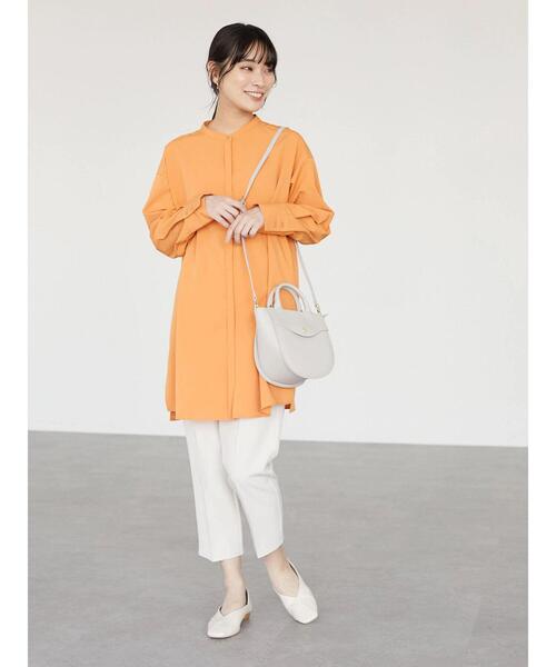 Green　Parks（グリーンパークス）の「楽シャツ ヒヨクボタンチュニック（シャツ/ブラウス・レディース・オレンジ/ライトグリーン/オフホワイト/チャコールグレー・FREE）」の13枚目の写真