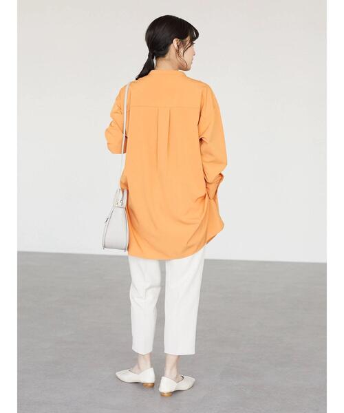 Green　Parks（グリーンパークス）の「楽シャツ ヒヨクボタンチュニック（シャツ/ブラウス・レディース・オレンジ/ライトグリーン/オフホワイト/チャコールグレー・FREE）」の14枚目の写真