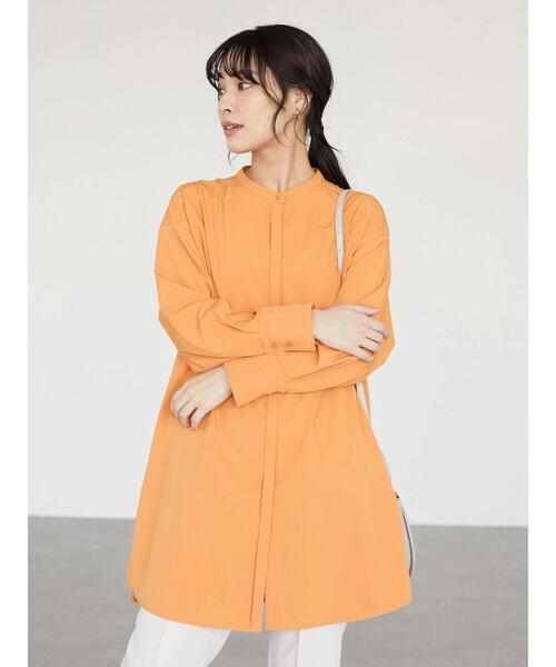 Green　Parks（グリーンパークス）の「楽シャツ ヒヨクボタンチュニック（シャツ/ブラウス・レディース・オレンジ/ライトグリーン/オフホワイト/チャコールグレー・FREE）」の15枚目の写真