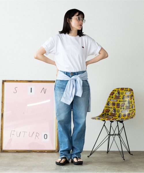 FRUIT OF THE LOOM（フルーツオブザルーム）の「FRUIT OF THE LOOM×ROOPTOKYO/フルーツオブザルーム×ループトウキョウ ワンポイントワッペンS/S Tee Tシャツ 2026年春夏（Tシャツ/カットソー・メンズ・ホワイト/ブラック/ブラック系1/ホワイト系1/ホワイト×パープル/ブラック×グリーン・S/M/L/XL）」の15枚目の写真