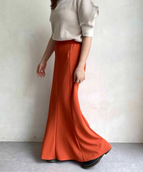 CPCM（シーピーシーエム）の「カットジョーゼットマーメイドラインスカート（スカート・レディース・アイボリー/ブラック/グリーン/イエロー/オレンジ・FREE）」の5枚目の写真