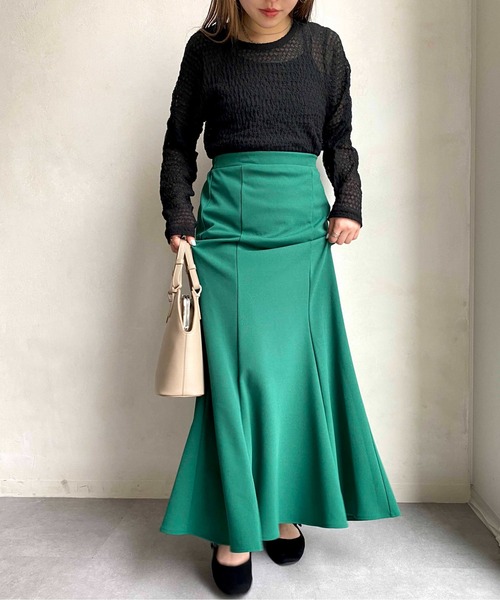 CPCM（シーピーシーエム）の「カットジョーゼットマーメイドラインスカート（スカート・レディース・アイボリー/ブラック/グリーン/イエロー/オレンジ・FREE）」の21枚目の写真