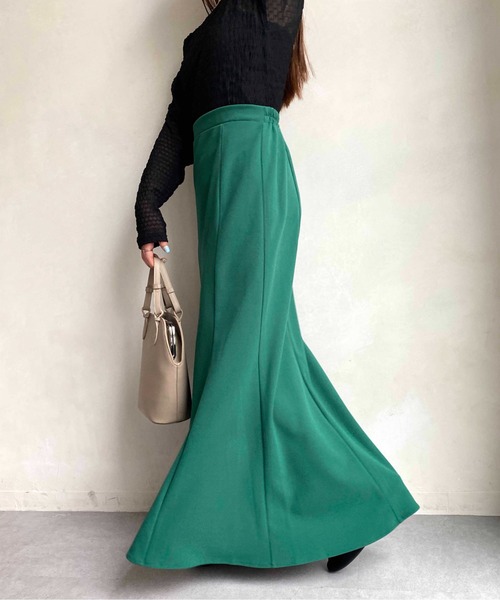 CPCM（シーピーシーエム）の「カットジョーゼットマーメイドラインスカート（スカート・レディース・アイボリー/ブラック/グリーン/イエロー/オレンジ・FREE）」の8枚目の写真